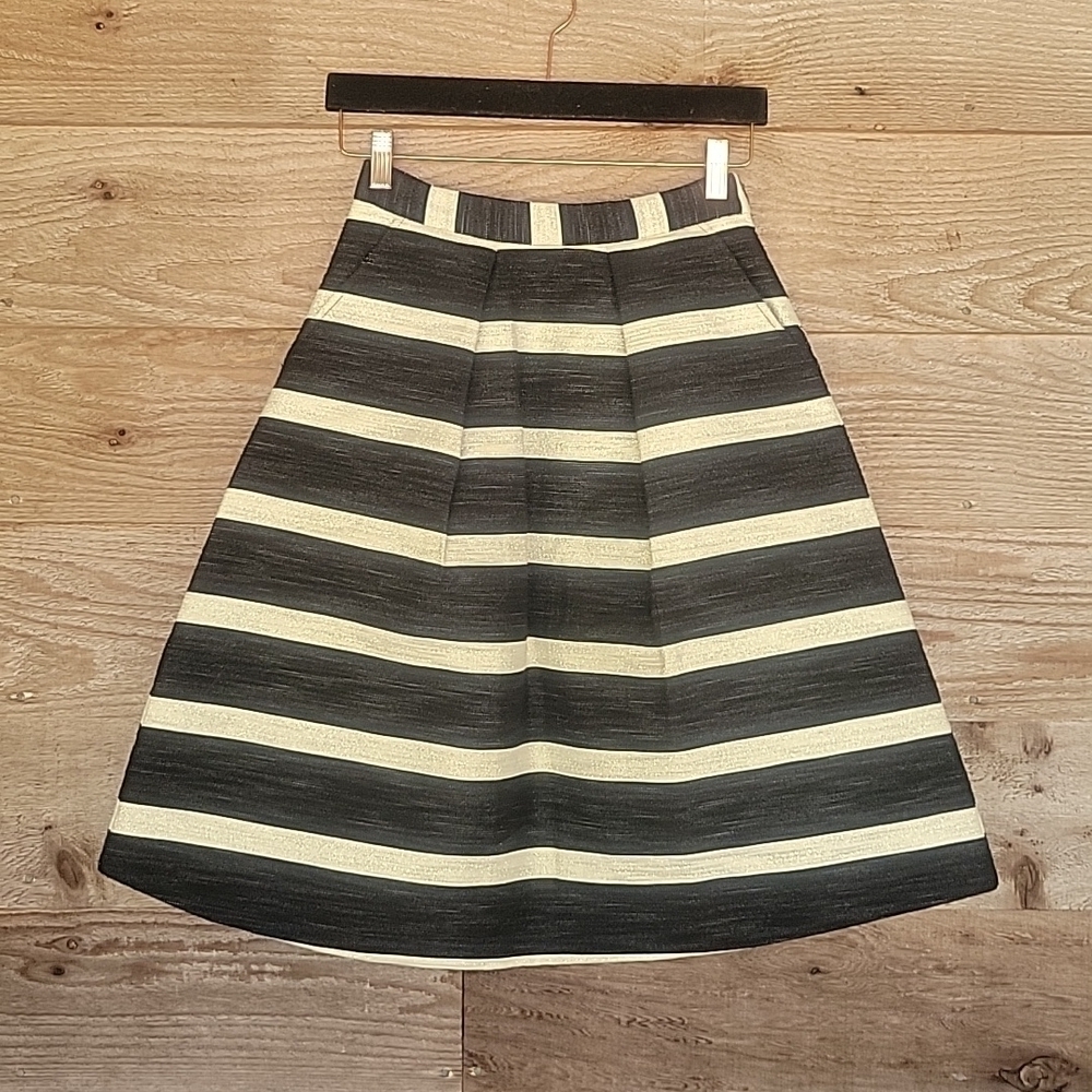Hutch Black and Gold Striped Party Skirt Size 2